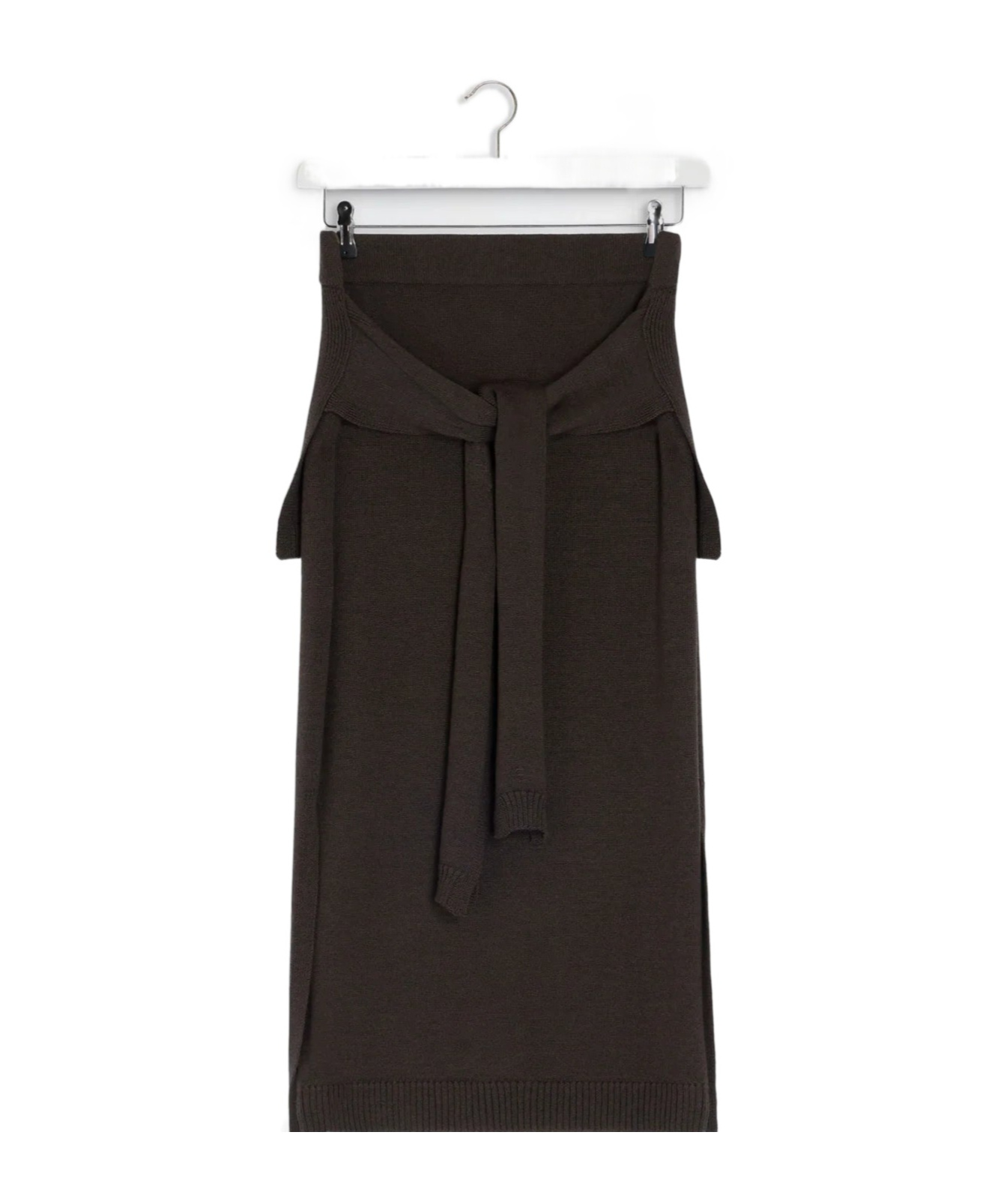 Lemaire Tie-detail Ribbed Midi Skirt In Black