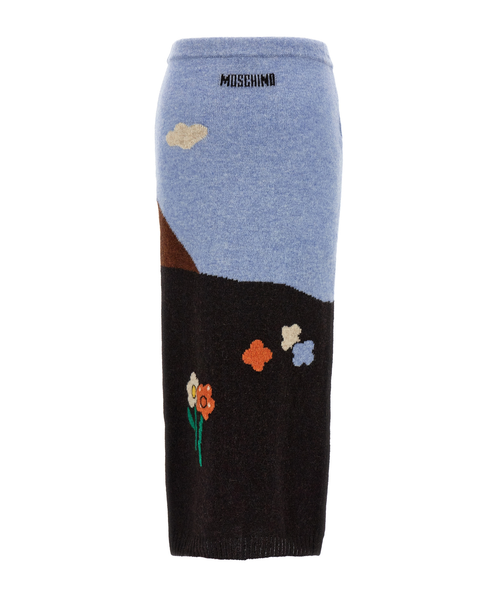 Moschino Multicolor Shetland Knit Skirt In Blue