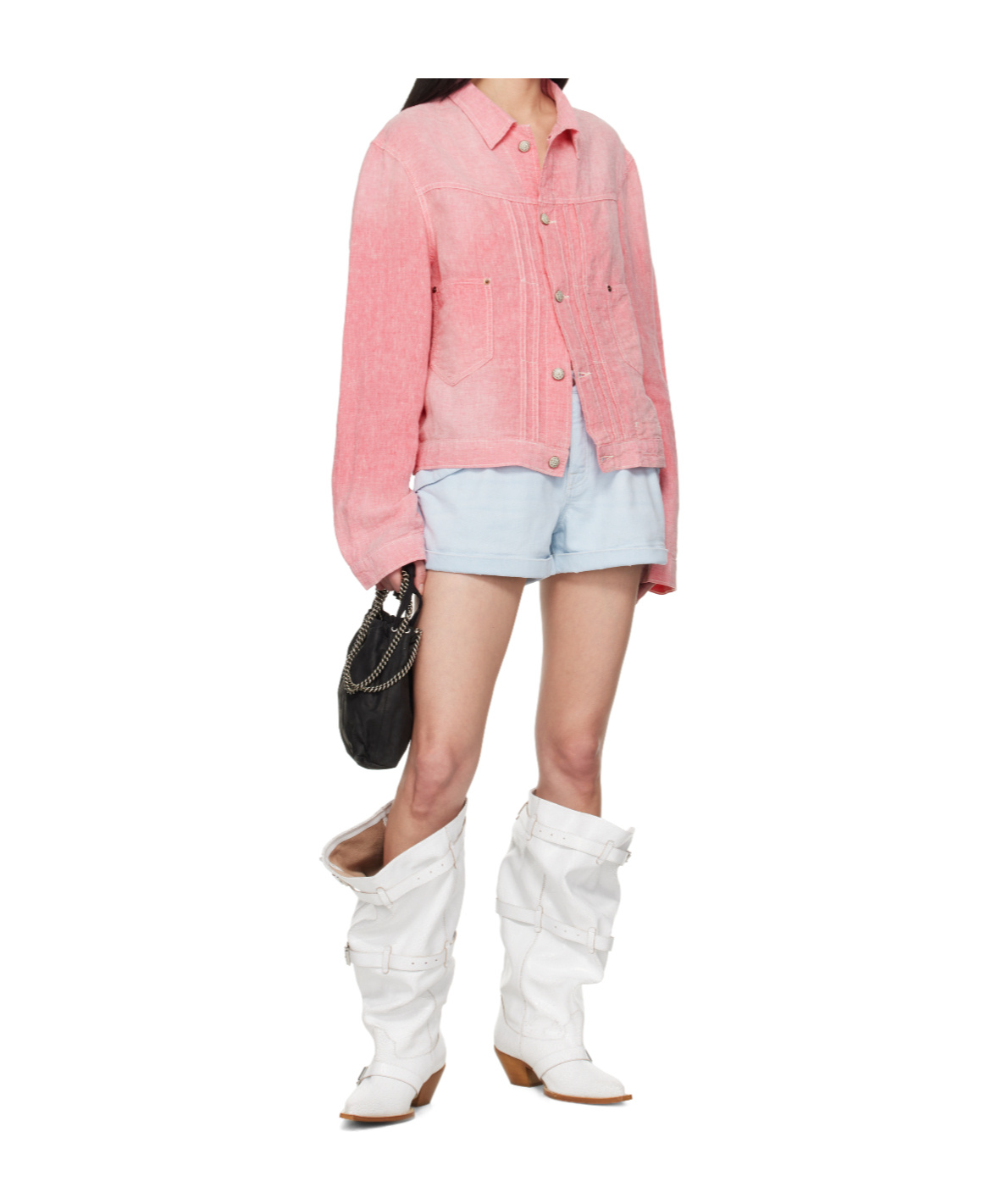 R13 Blue Pouch Pocket Denim Shorts In Blue