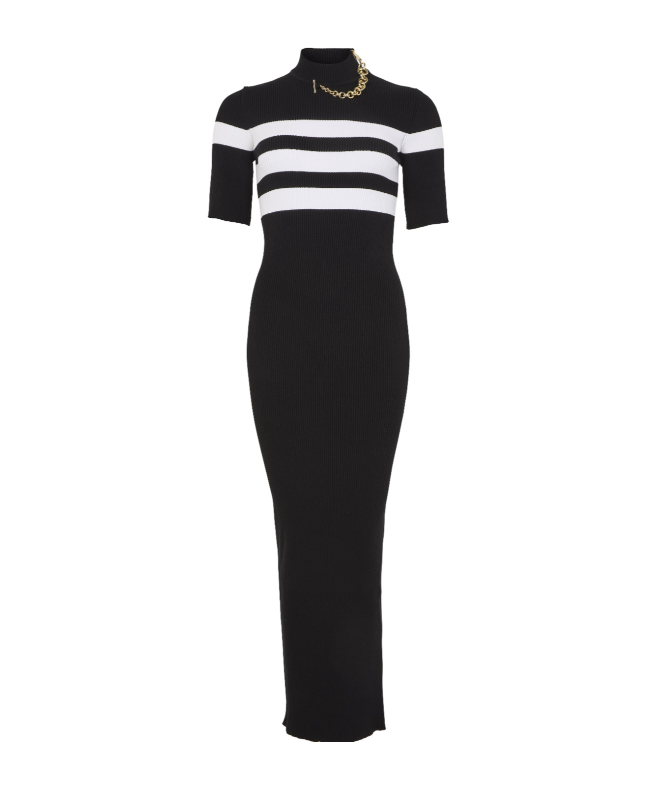 Jean Paul Gaultier Striped Knit Dress In Black