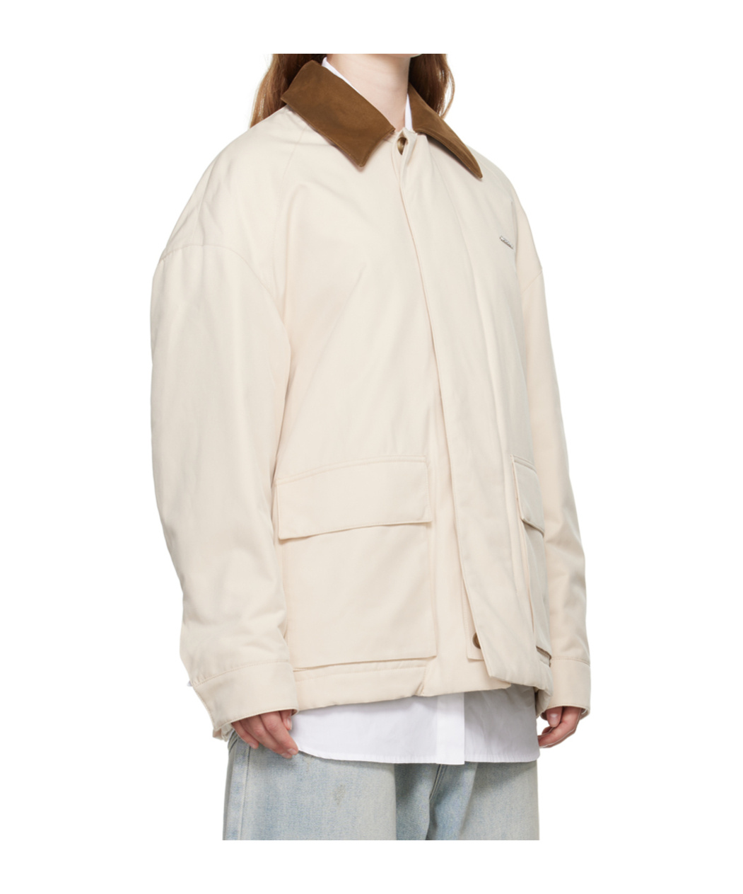 We11 Done Lapel Long-sleeved Casual Jacket In White