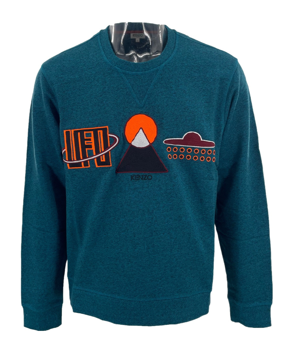 Kenzo Round Collar Ufo Sweater In Blue