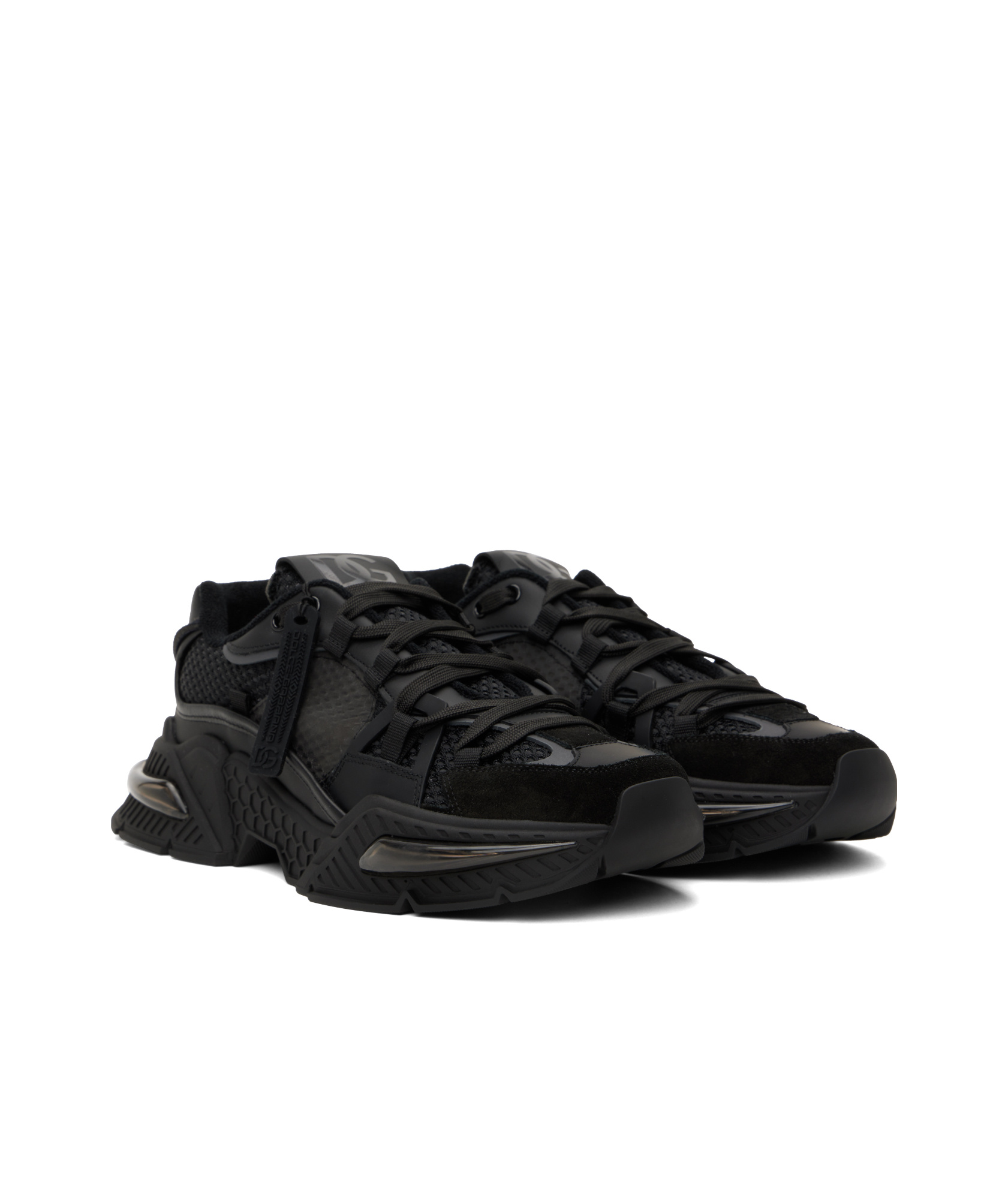 Dolce & Gabbana Black Mixed-material Airmaster Sneakers In Black