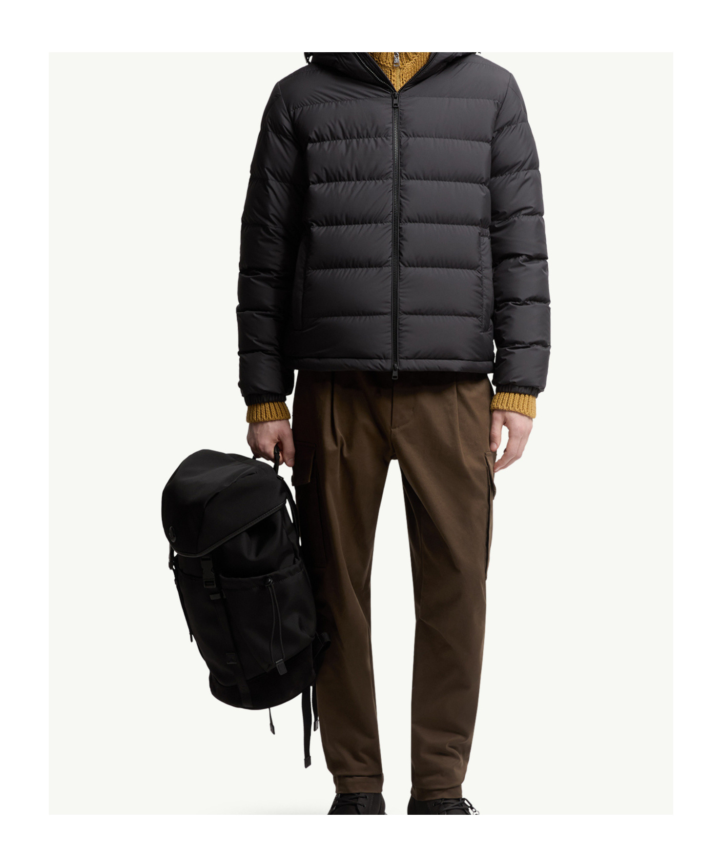 Moncler Hooded Down Jacket Featuring Elastic Cuffs In Black