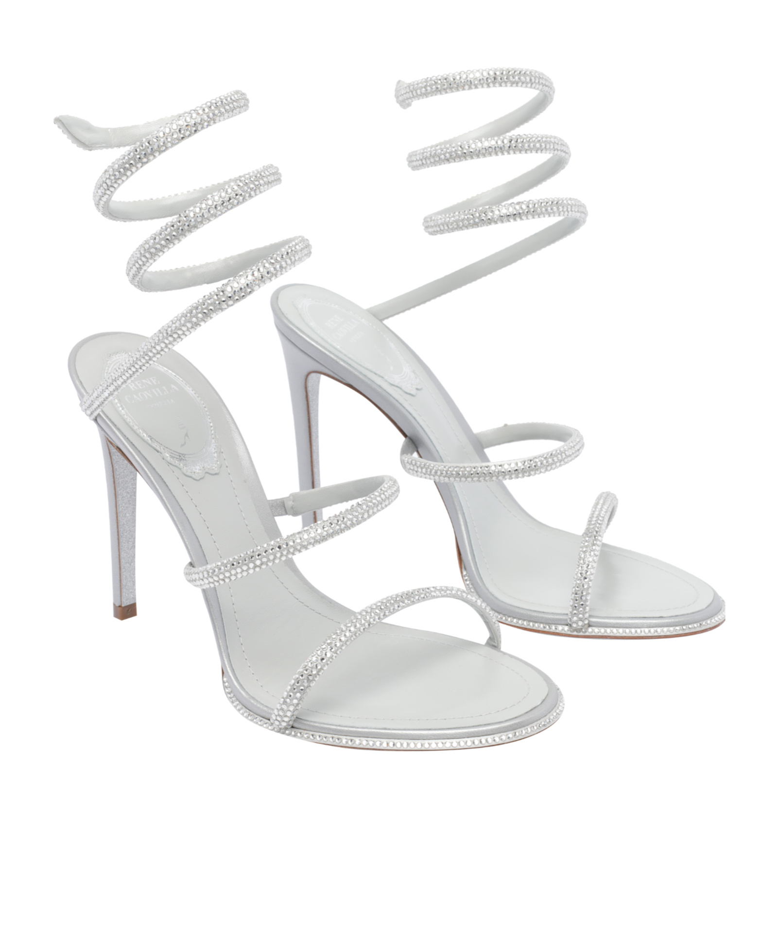 René Caovilla Cleo Crystal-embellished Satin Sandals