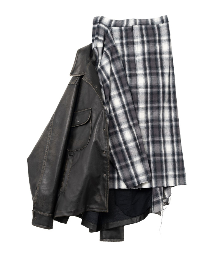 Miharayasuhiro Transform Coated Jacket Skirt In Black