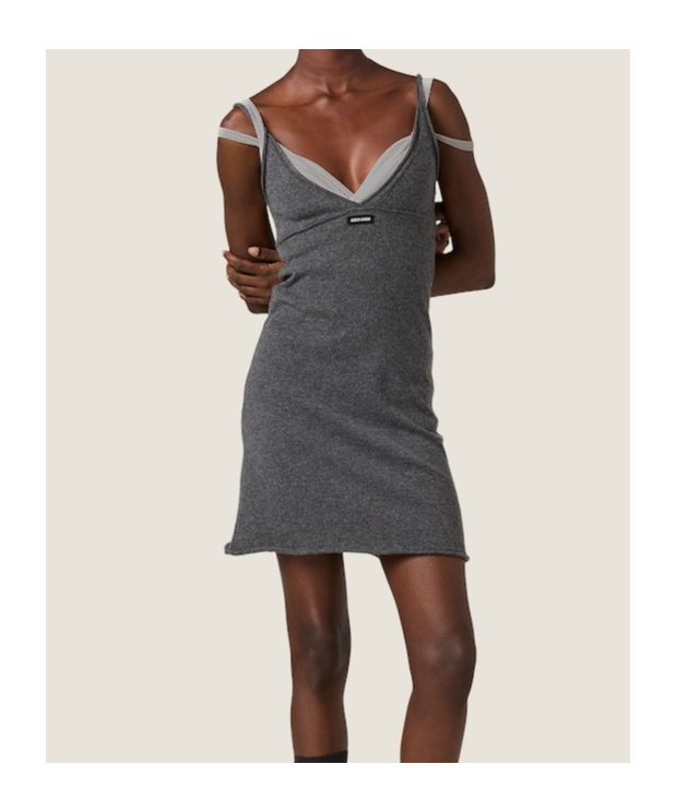 Miu Miu Spaghetti Strap V-neckline Dress Design In Black