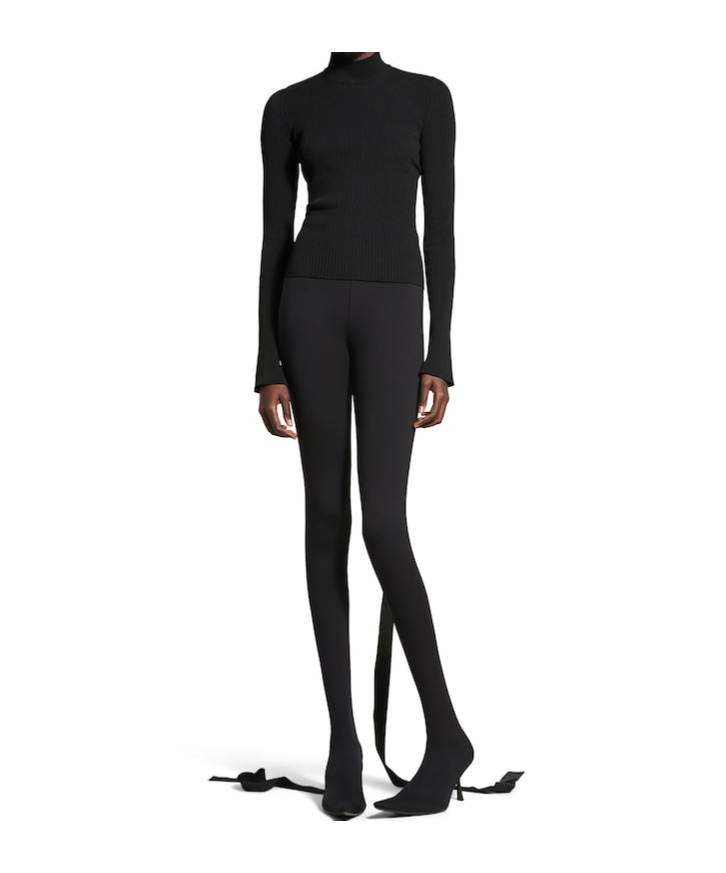 Shop Balenciaga Women's Lace-up Fitted Turtleneck In Black