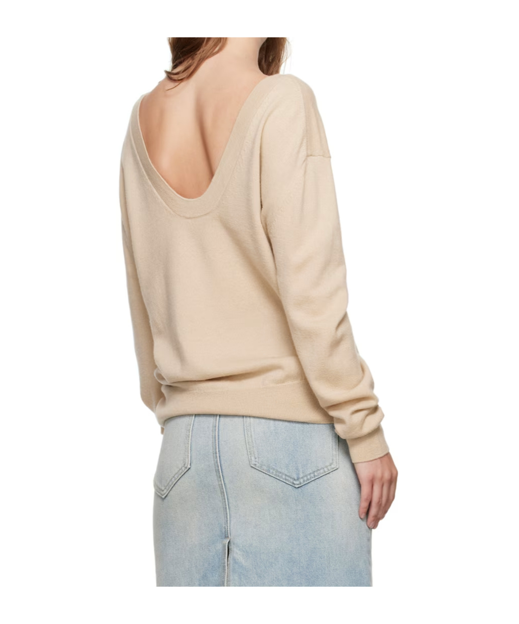 We11 Done Deep V-neck Long-sleeved Sweater In Nude