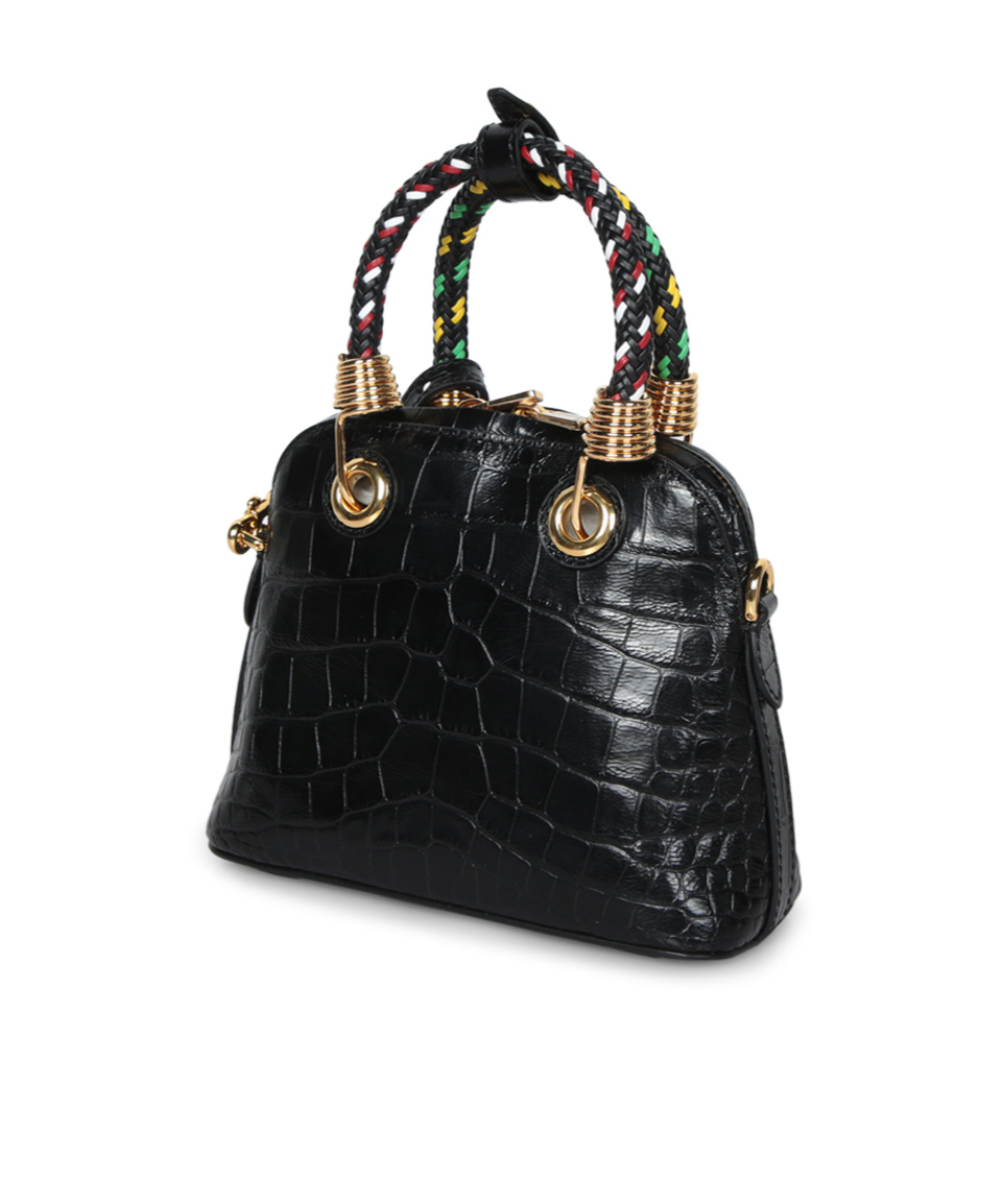 Moschino Crocodile-effect Tote Bag In Black