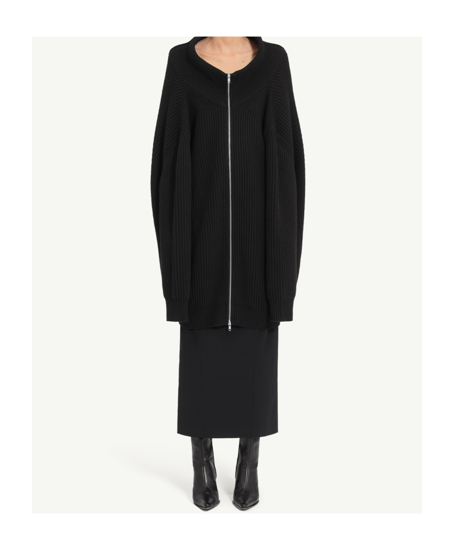 Mm6 Maison Margiela Zip-front Ribbed Jacket In Black