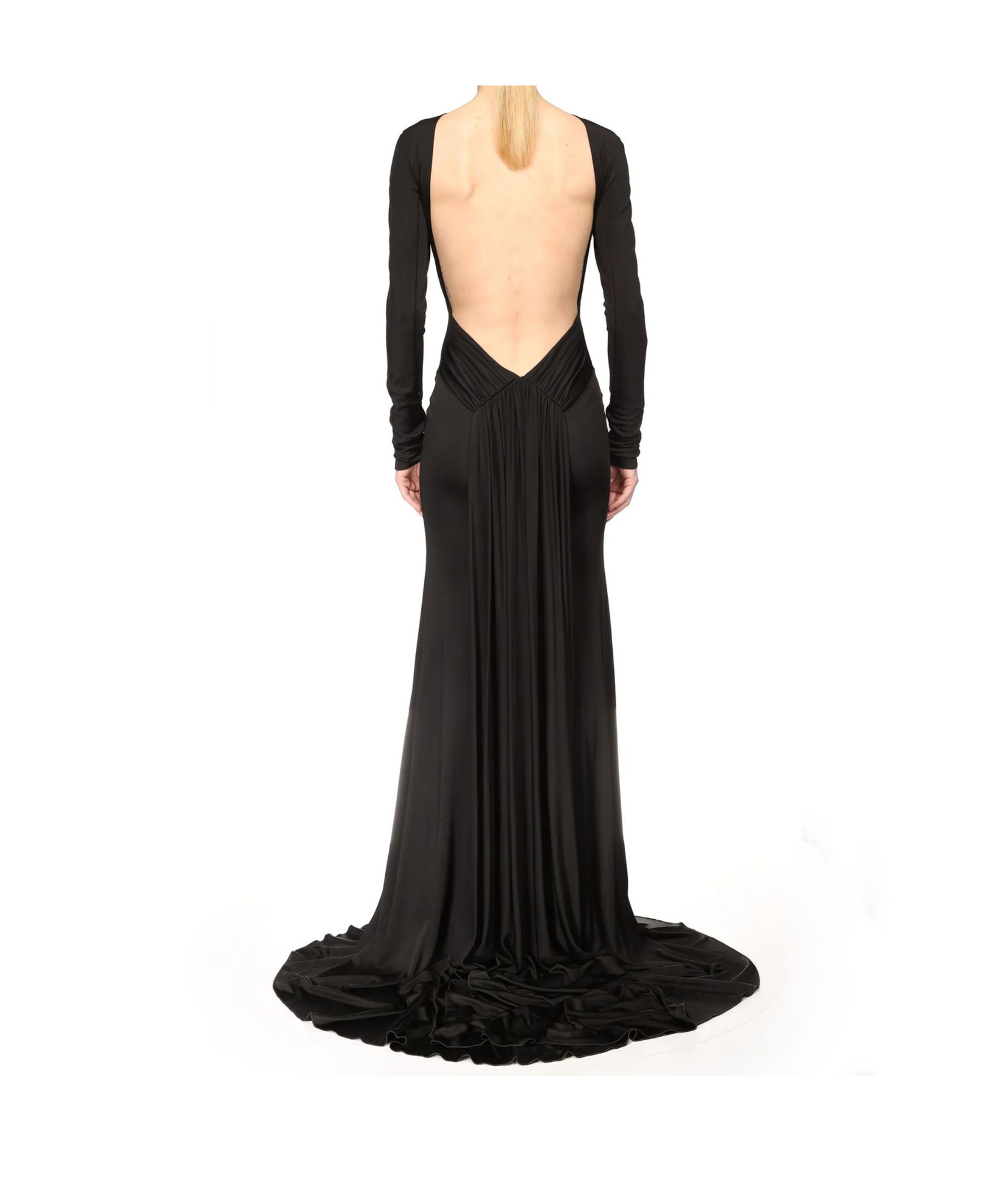 David Koma Gather Detail And Open Back Gown, In Black