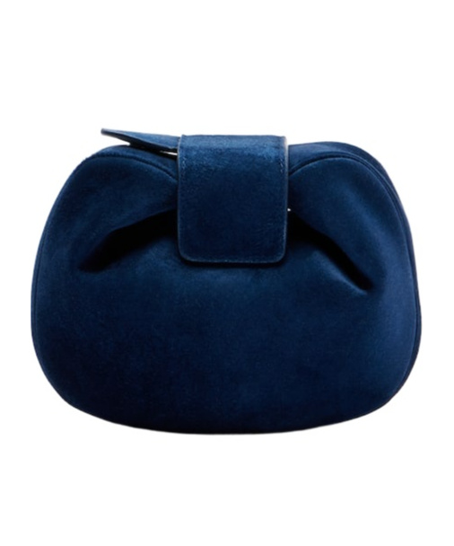 Gabriela Hearst Soft Demi Mini Suede Clutch In Blue
