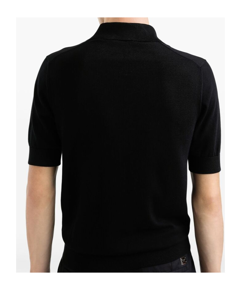 Dolce & Gabbana Dark Gray Logo Plaque Cotton Men Polo Shirt T-shirt In Black
