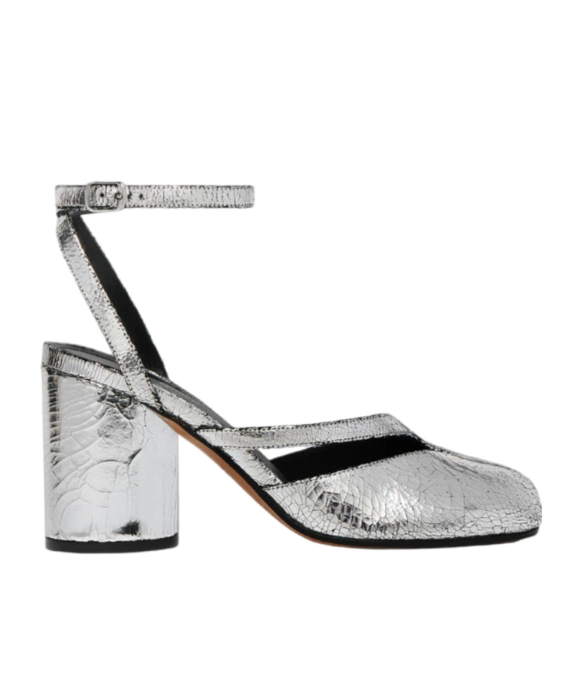 Maison Margiela Tabi Broken Mirror Leather Split-toe Pumps In Metallic