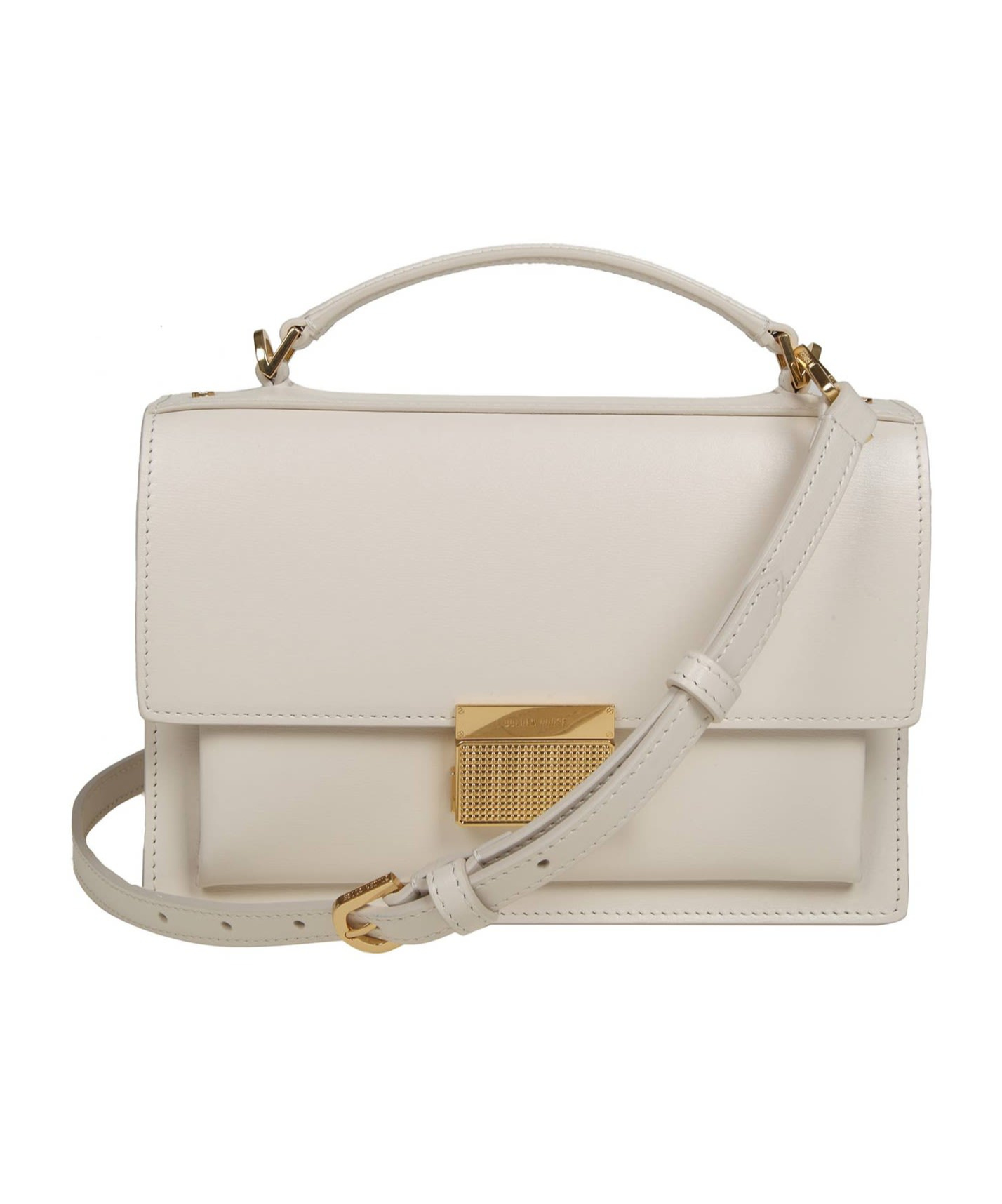 Golden Goose Venezia Bag In Butter-colored Boarded Leather With Gold Details In Gray