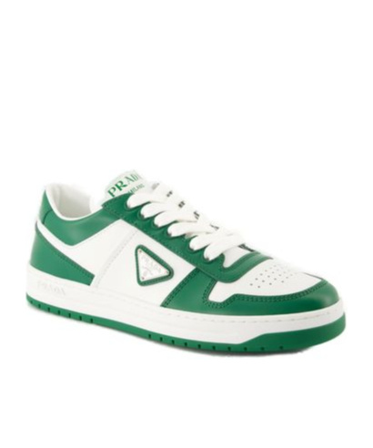 Prada Downtown Leather Sneakers In White