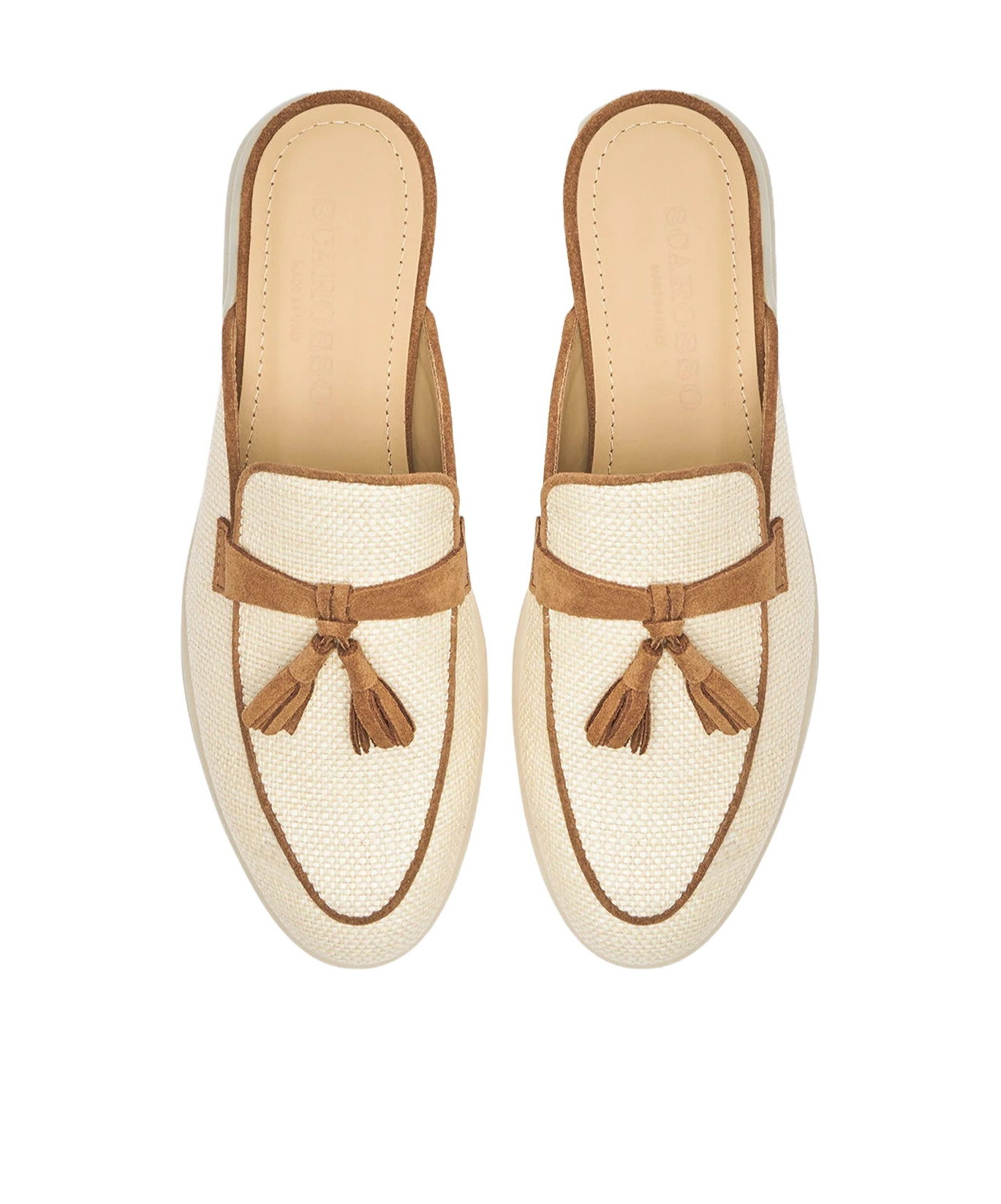 Scarosso Lucrezia Tassel-detailed Slip-on Mules In Neutral
