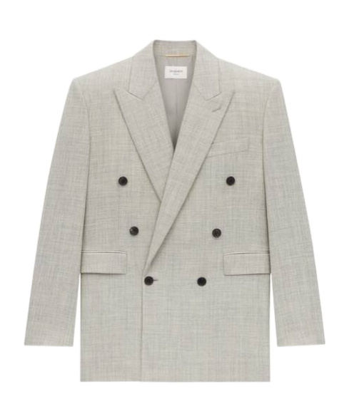 Saint Laurent Long-sleeved Suit Jacket In Light Gray