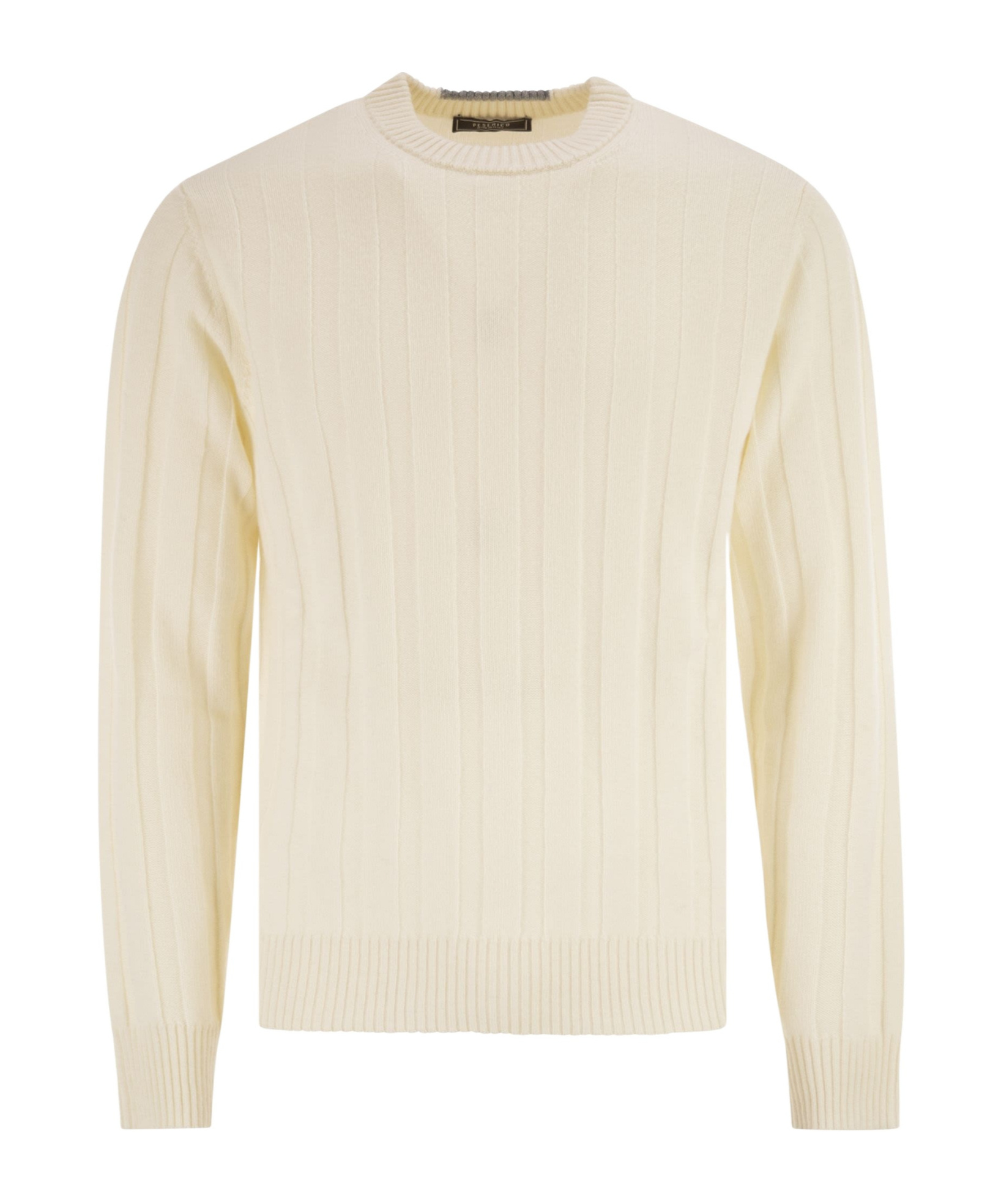 Peserico Wool And Cashmere Ribbed Jumper In Neutral