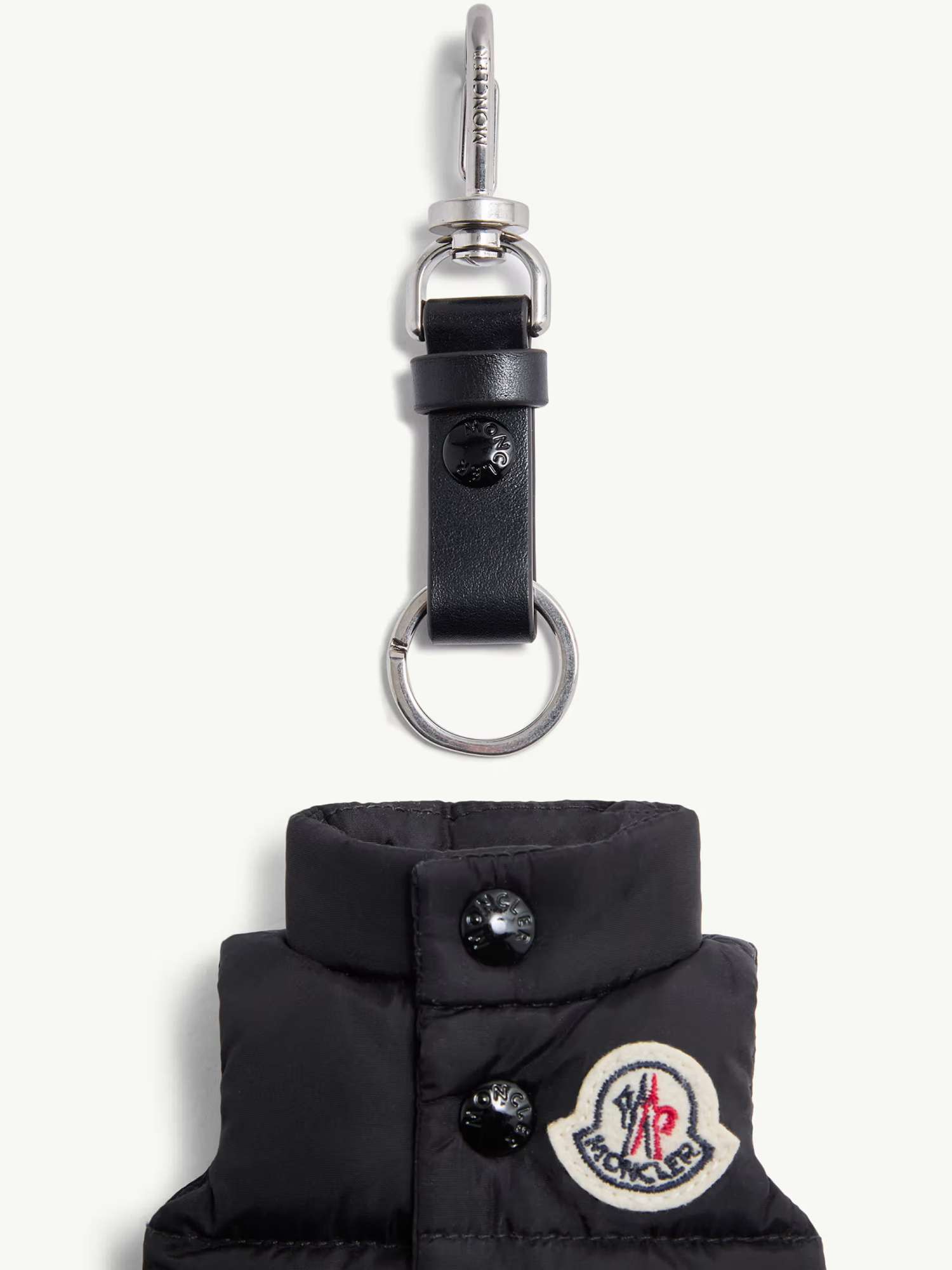 Moncler Quilted Keychain Featuring Button Detailing In Metallic