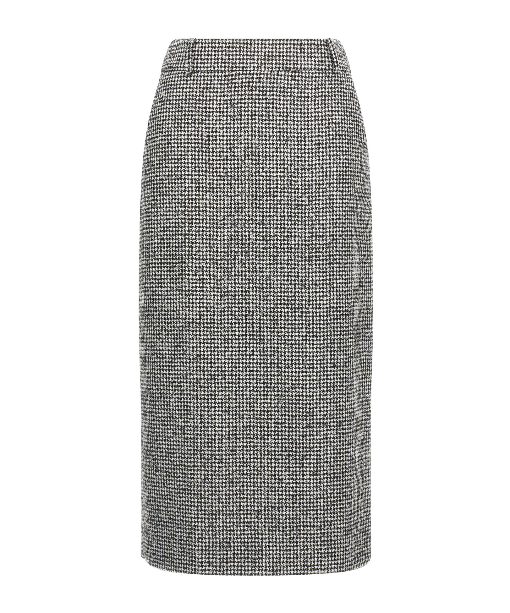Ermanno Scervino Houndstooth Sheath Longuette Skirt With Back Split In Black