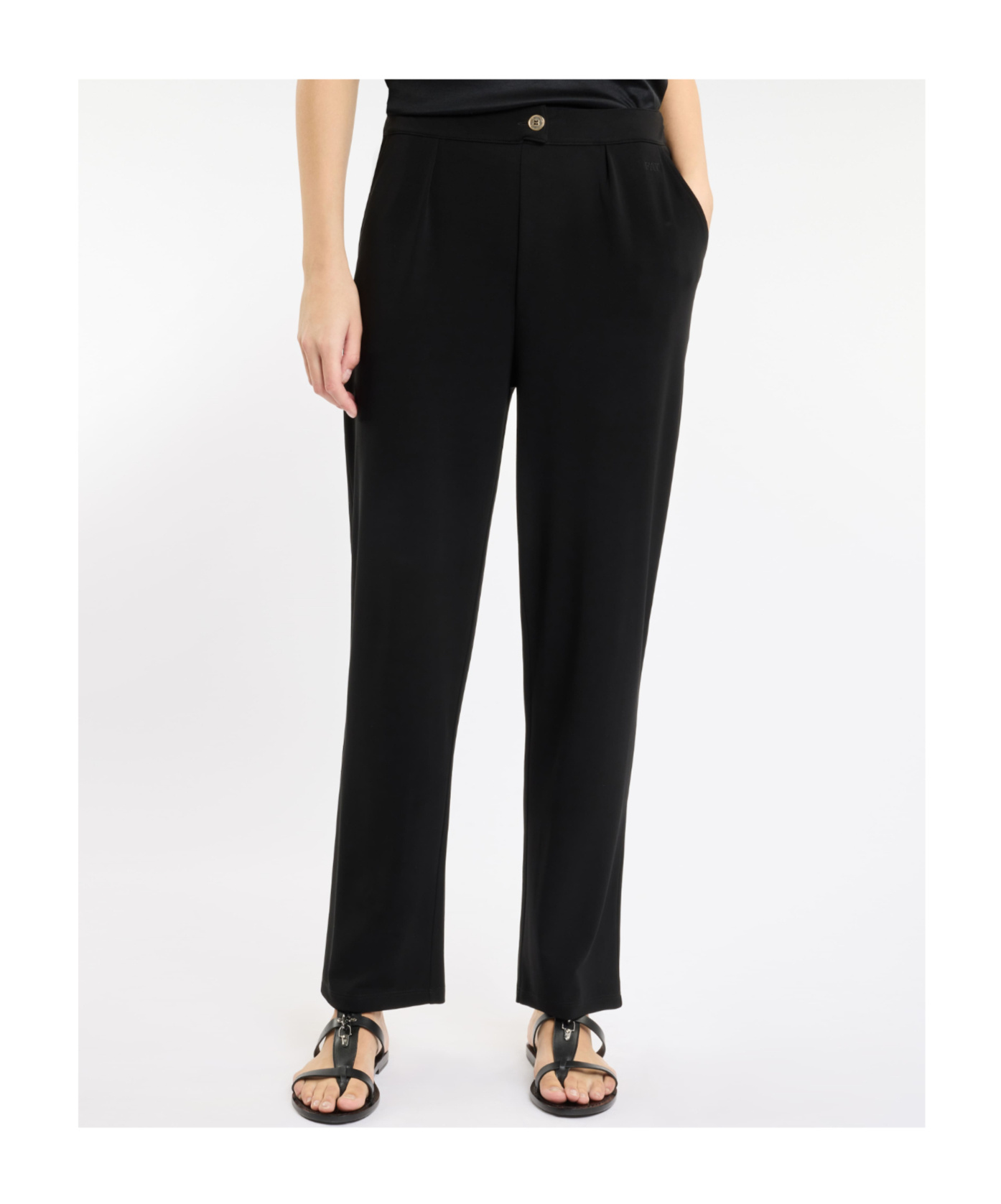 Fay Button Casual Pants In Black
