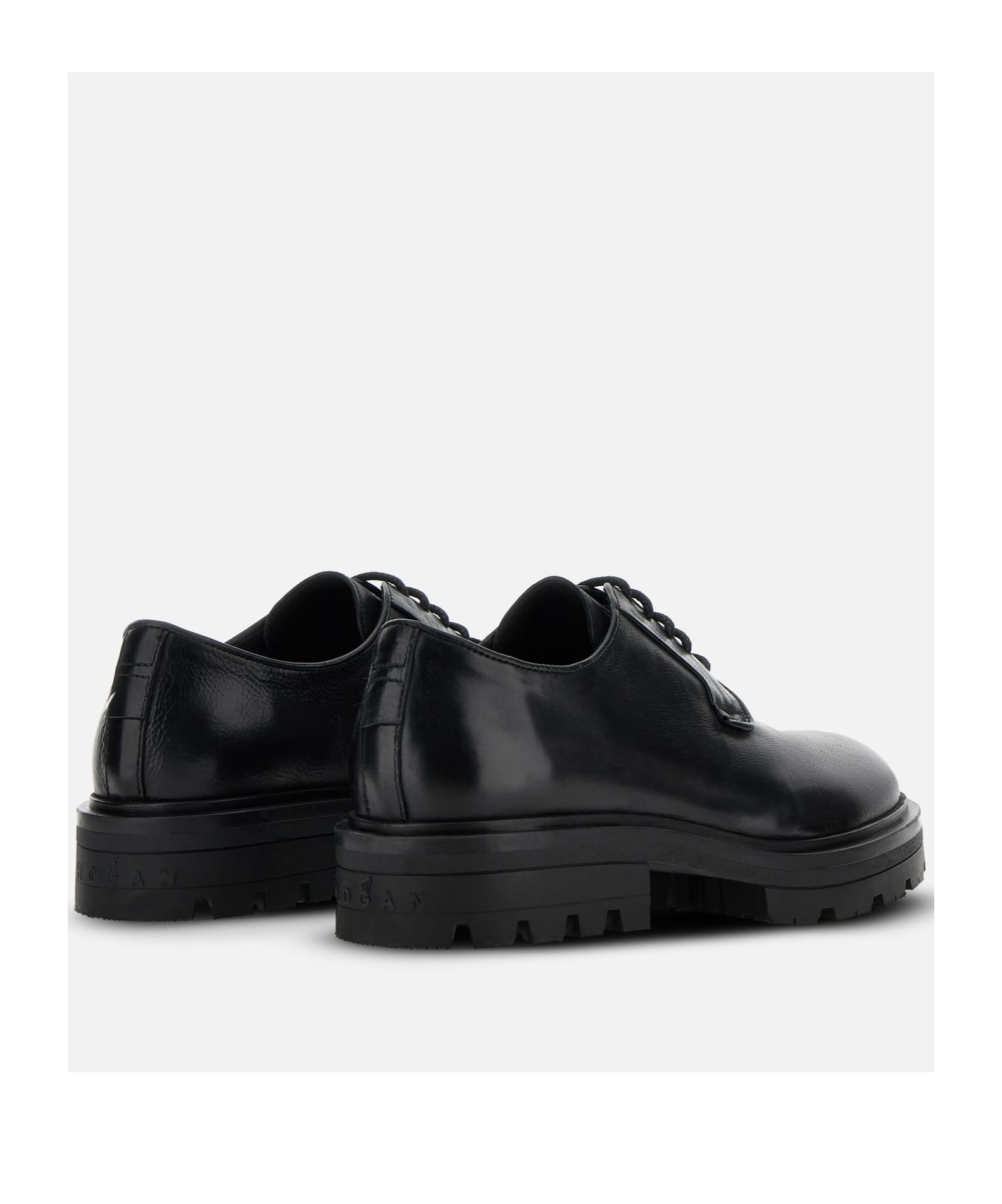 Hogan Chunky Sole Round Toe Derby Shoes In Black