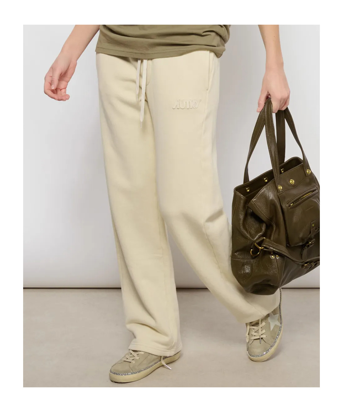 Autry Elastic Waist Casual Pants In Nude