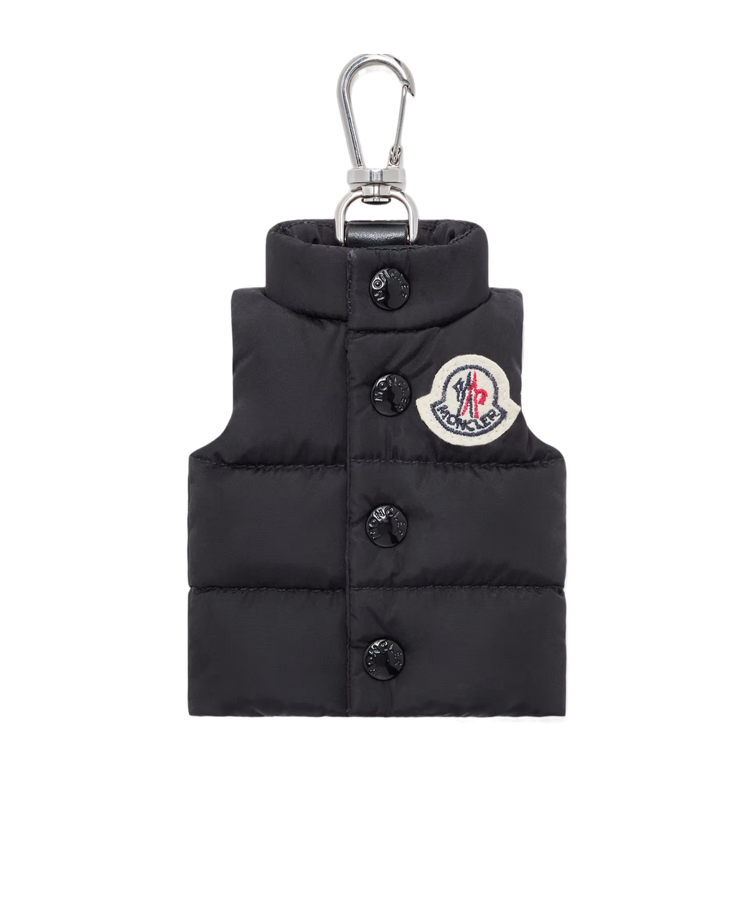 Moncler Quilted Keychain Featuring Button Detailing In Metallic