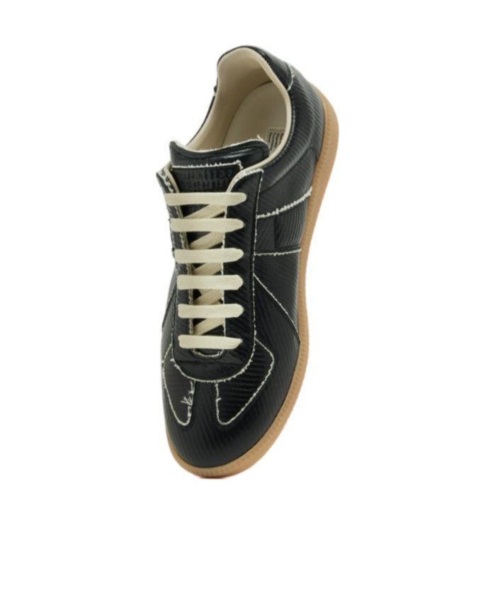 Maison Margiela Replica Sneakers Made Of Shiny Coated Leather In Black