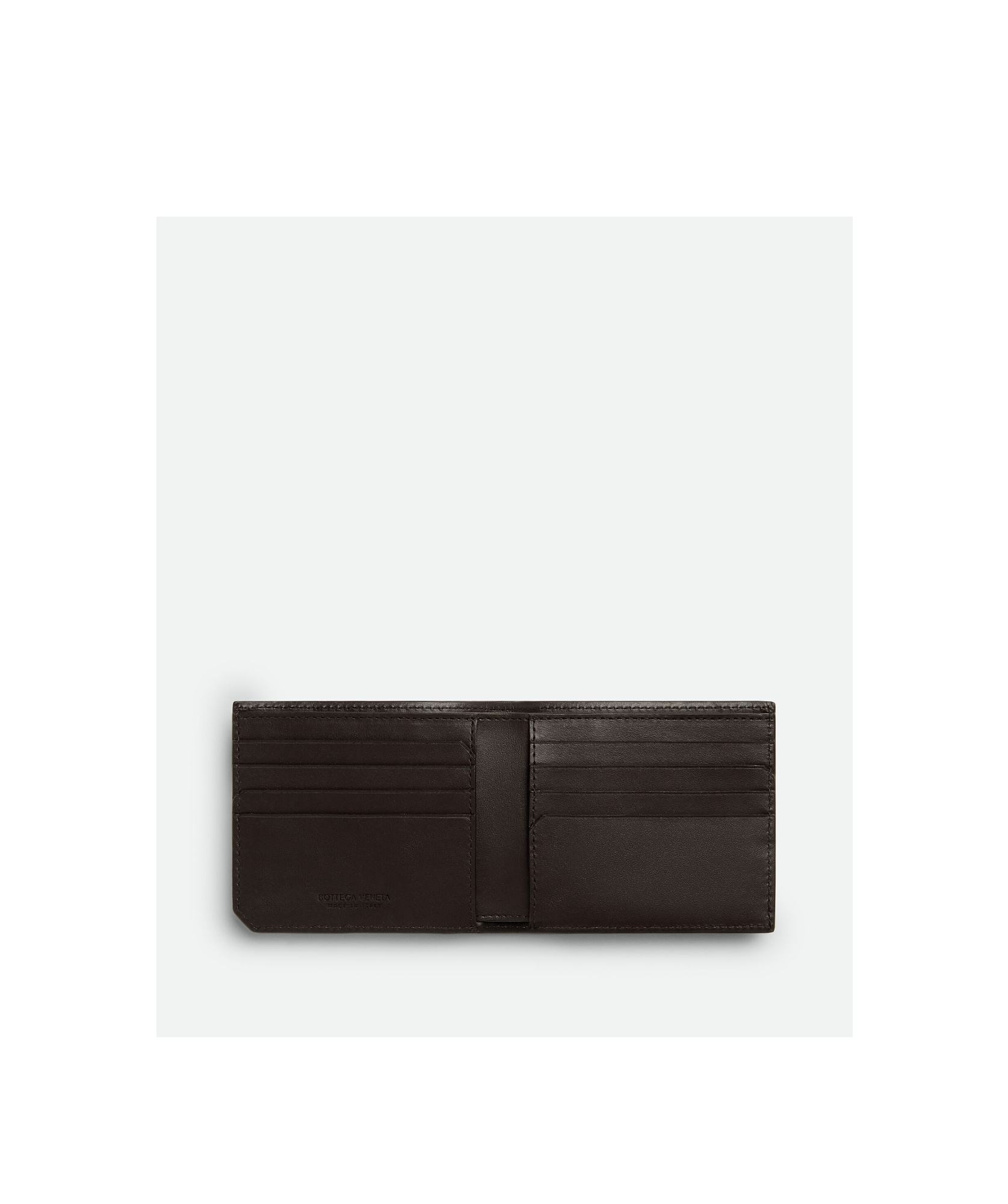 Bottega Veneta Small Double Folding Wallet With Change Purse In Black