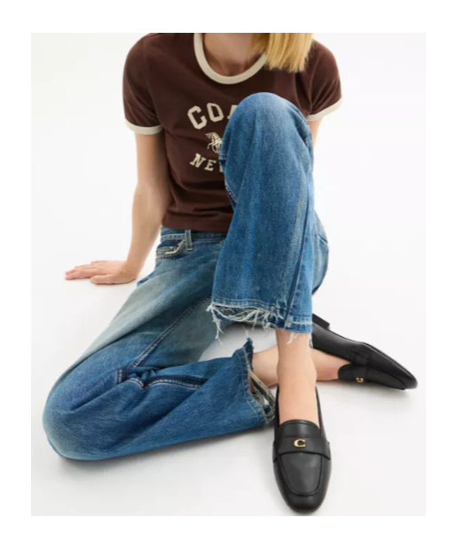 Coach Sculpted C Black Leather Loafers In Black