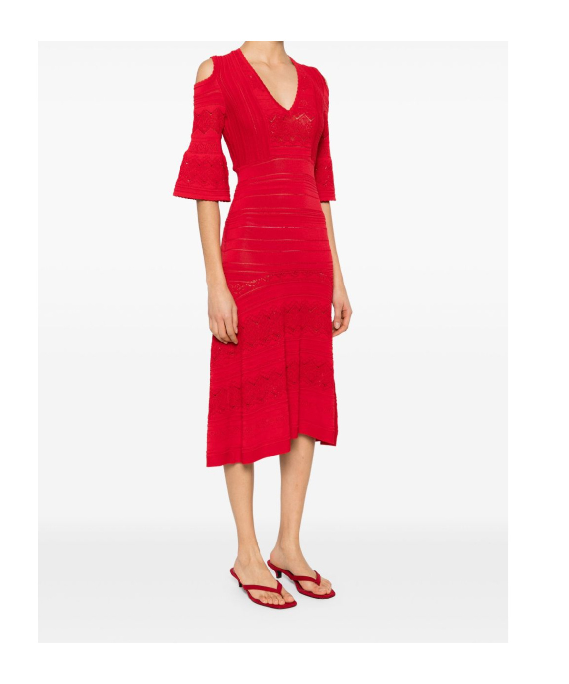 Shop Twinset Punched-knit Midi Dress