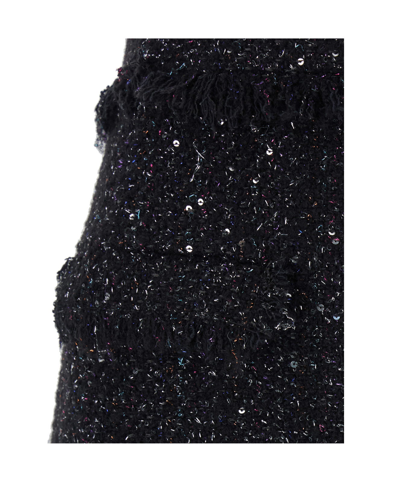 Msgm Black Mini-skirt With Multicolor Sequins In Fringed Fabric Woman In Black