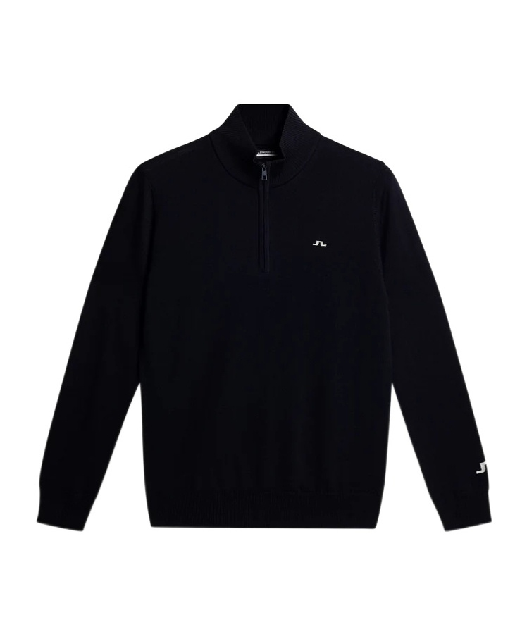 J. Lindeberg Long Sleeve Logo Knit Sweater In Black