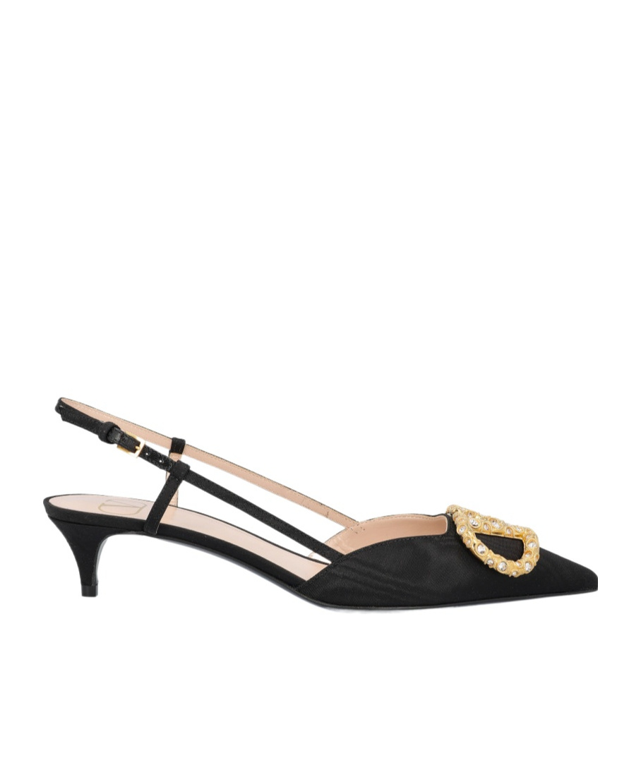 Valentino Crystal Buckle Pointed Toe Stiletto Pumps In Black