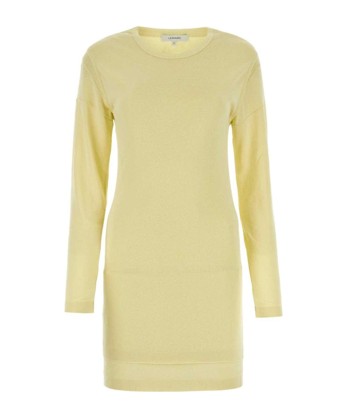 Lemaire Crew Neck Cotton Dress With Long Sleeves In Yellow