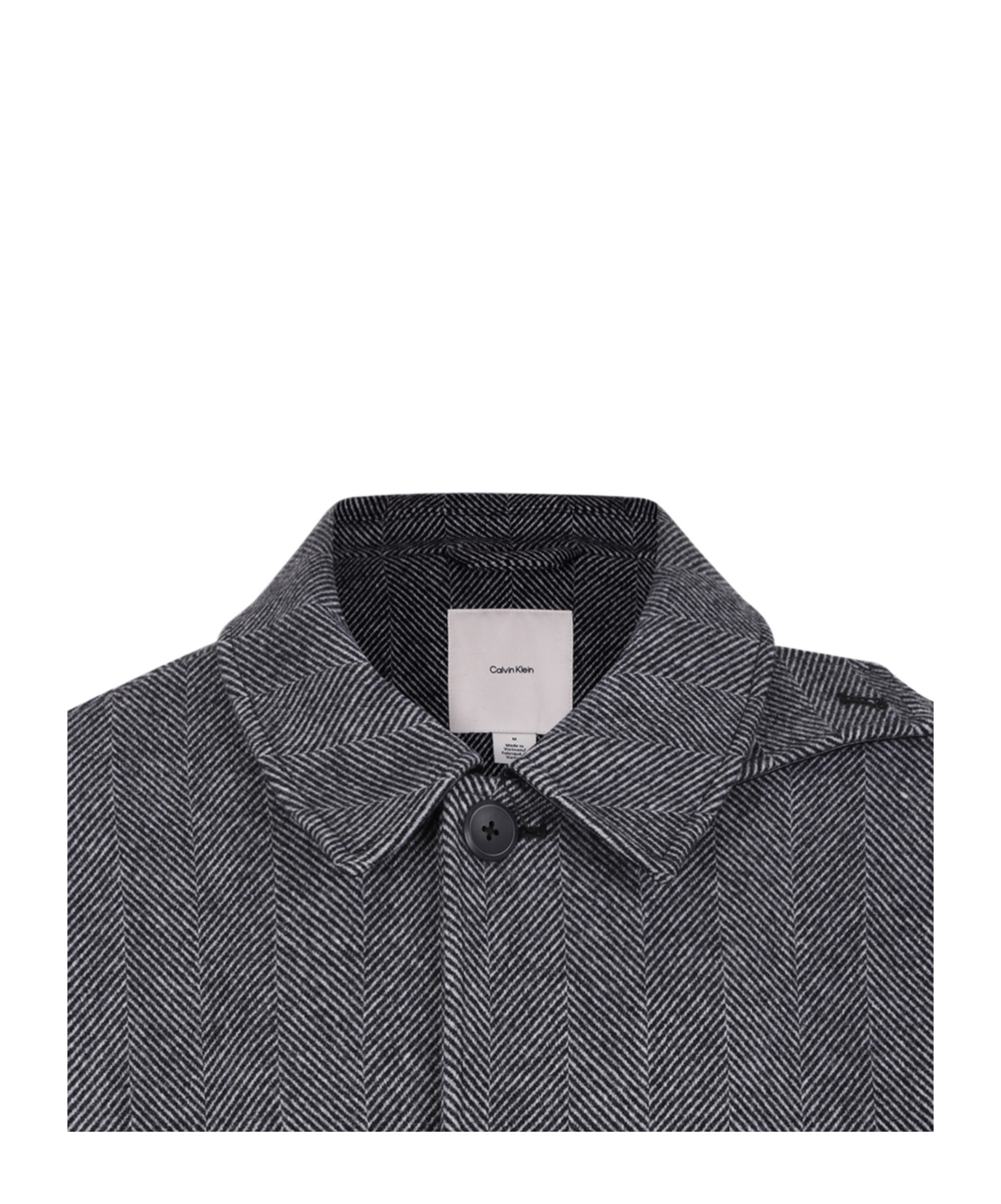 Calvin Klein Single-breasted Herringbone Coat In Gray