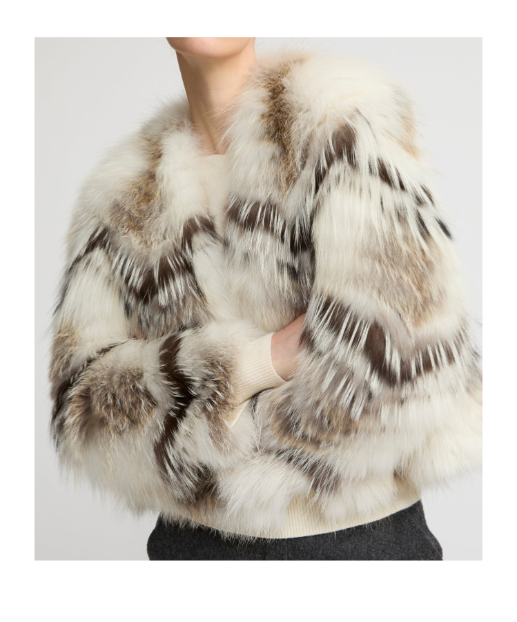 Yves Salomon Belted Cardigan In Merino Knit And Fox Fur In Neutral
