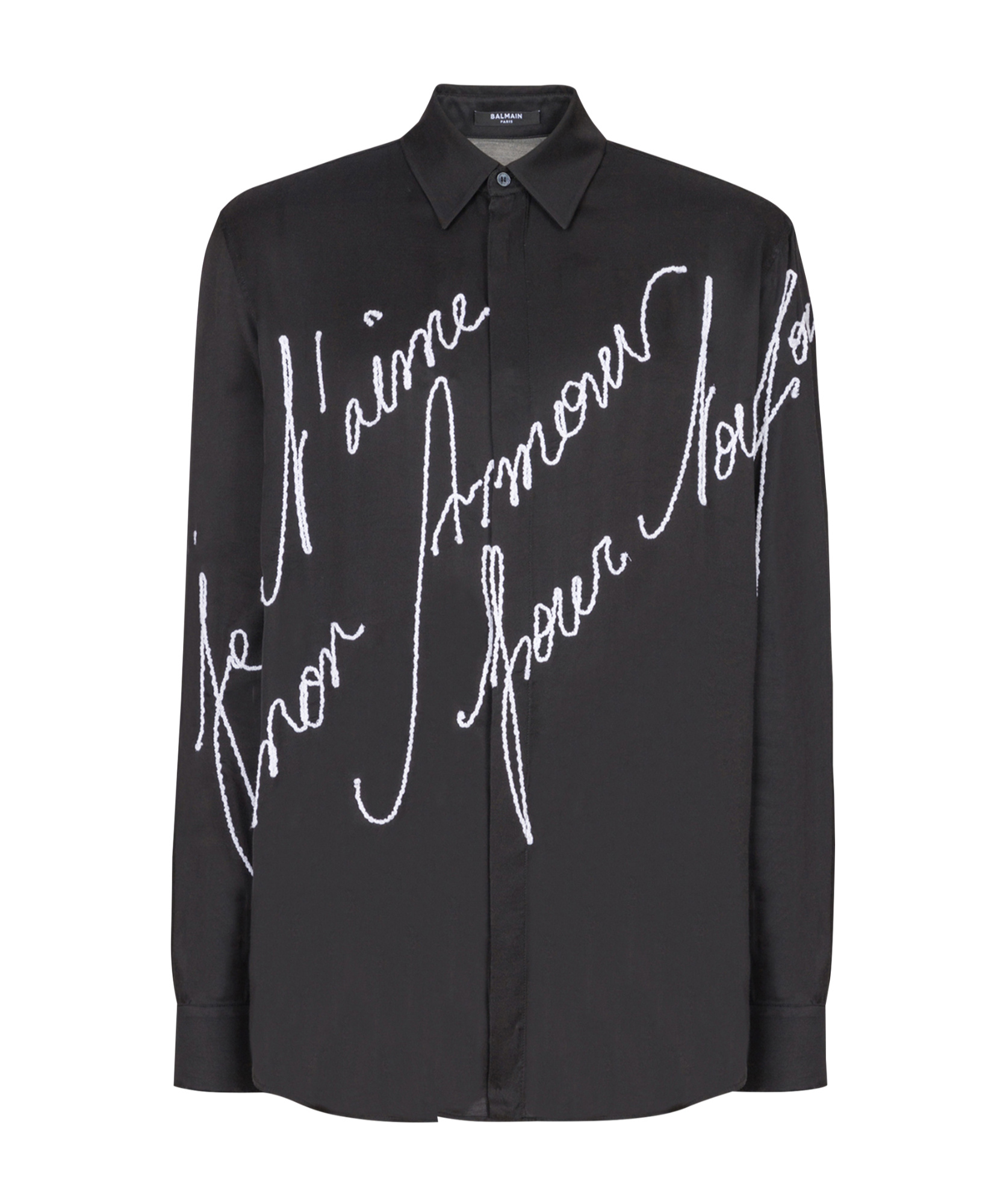 Balmain Love Letter Embroidered Shirt In Black