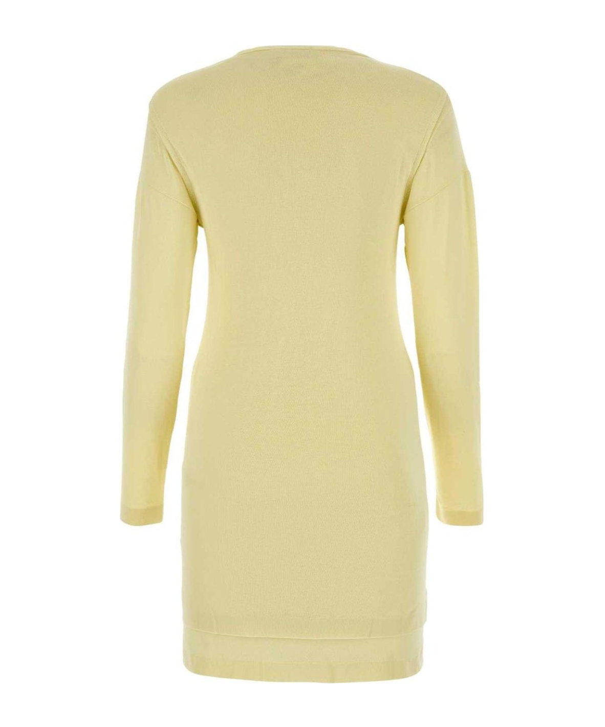 Lemaire Crew Neck Cotton Dress With Long Sleeves In Yellow
