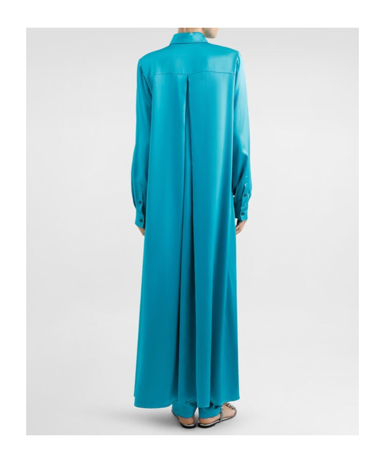 Dolce & Gabbana Satined Shirt Dress In Green