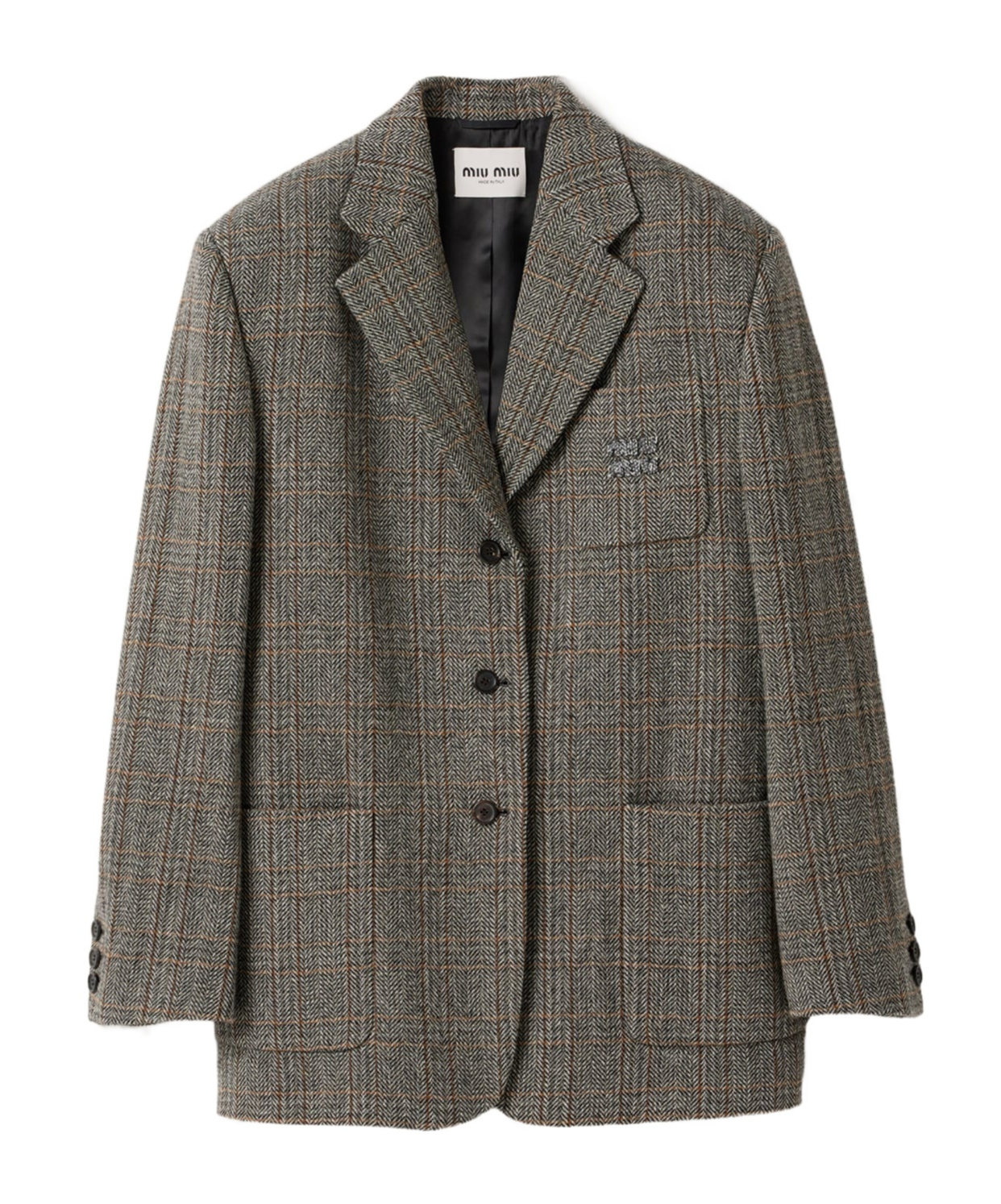 Miu Miu Single-breasted Chevron Jacket In Brown
