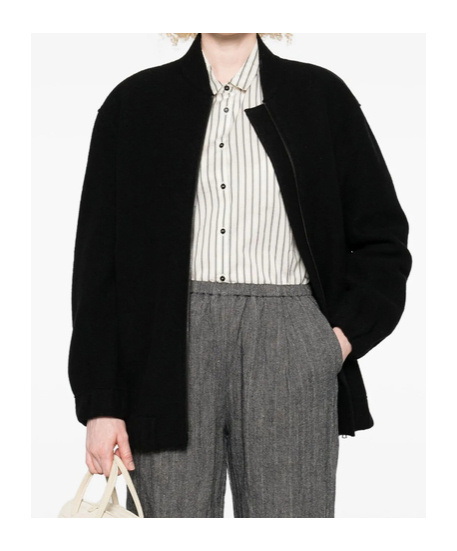 Harris Wharf London Zip-front Balloon-sleeve Jacket In Black