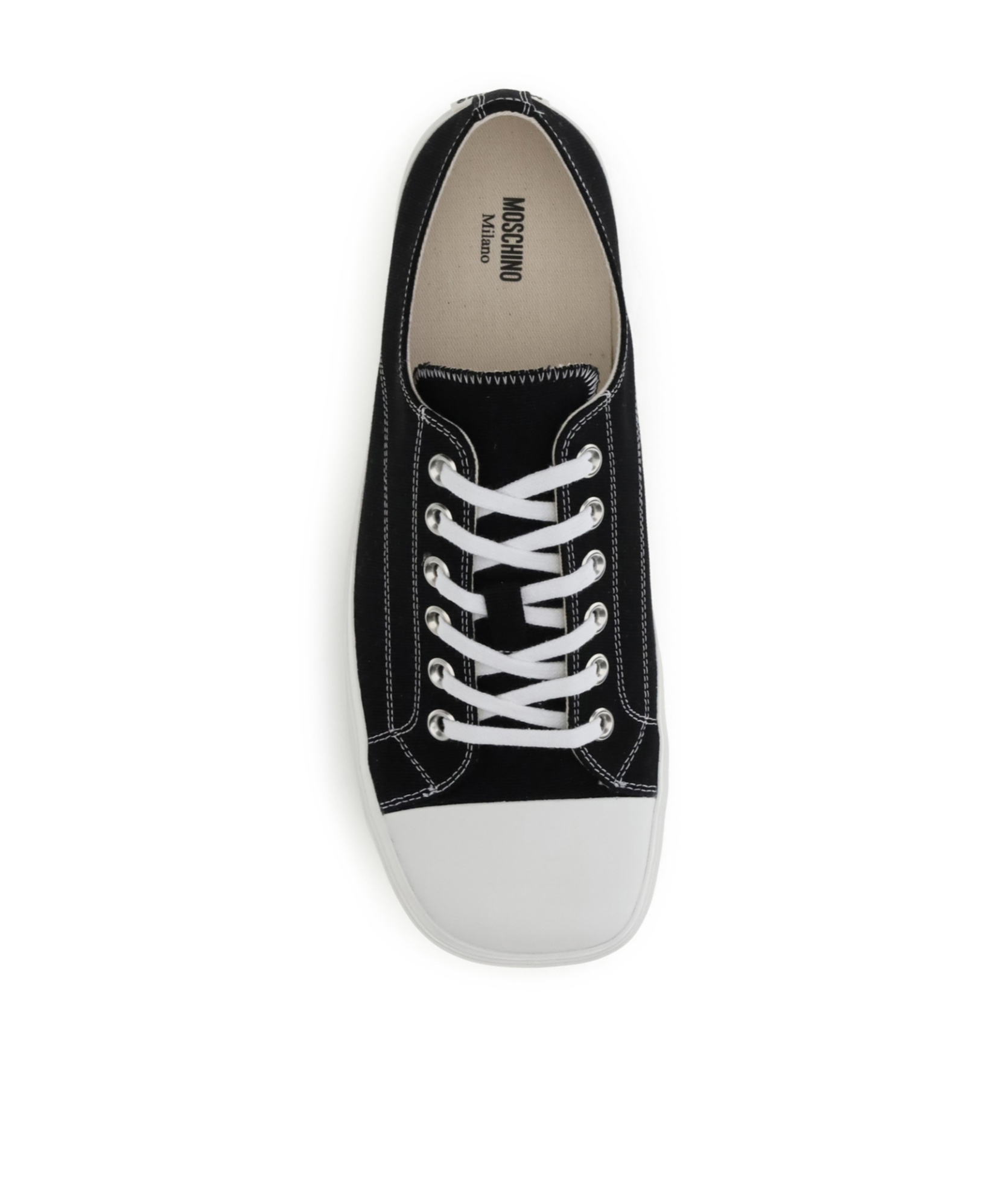 Moschino Lace-up Canvas Sneakers In Black