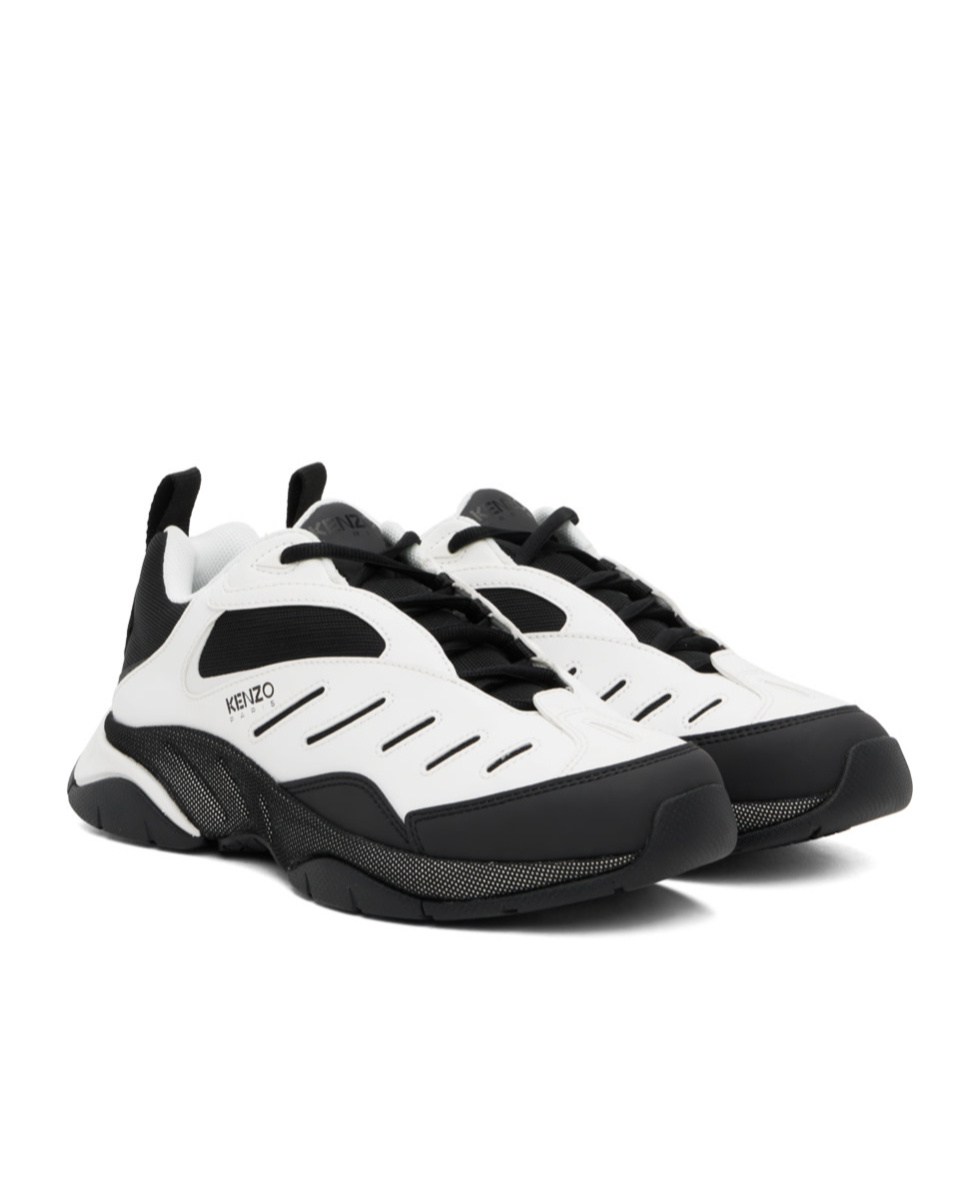 Kenzo Two-tone Fabric And Synthetic Leather X-trainer Sneakers In Black