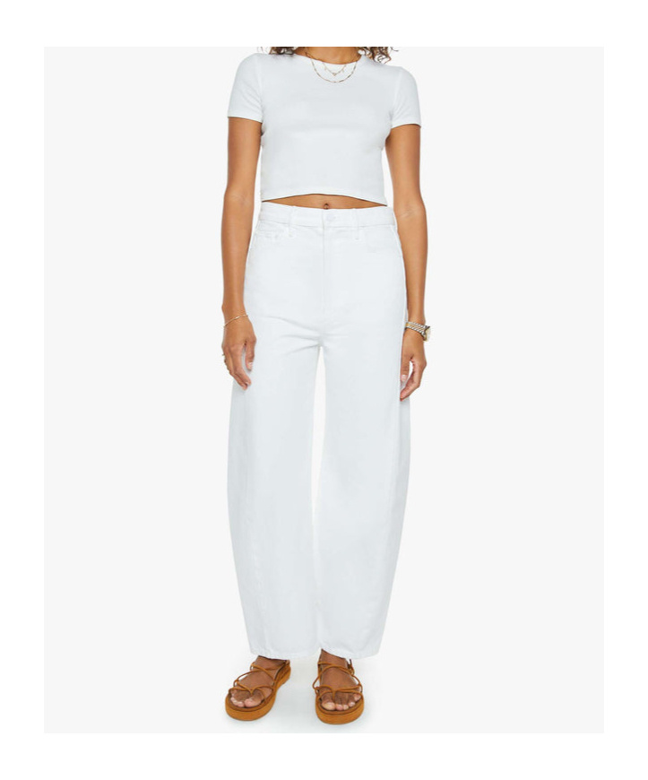 Mother Wide Leg Cotton Denim Jeans In Gray