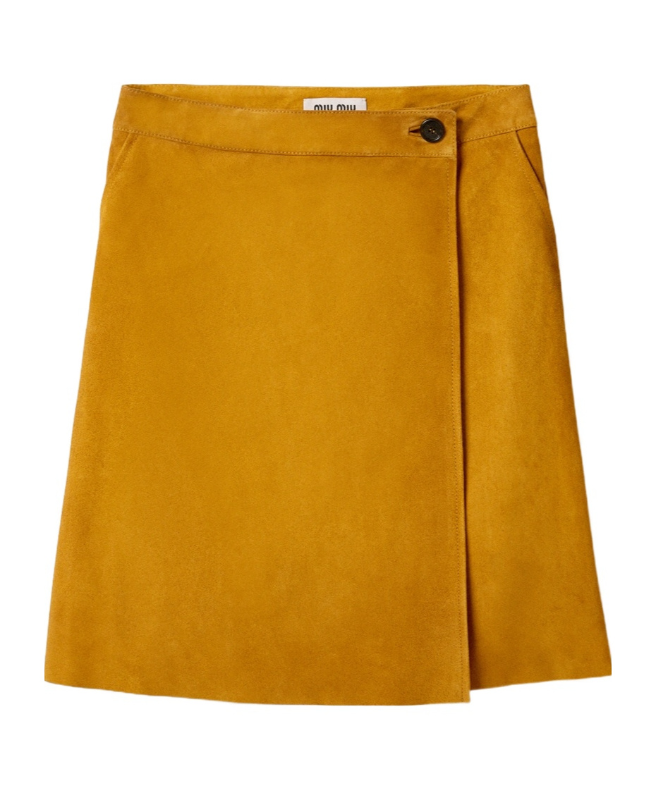 Miu Miu Suede Wraparound Skirt In Brown