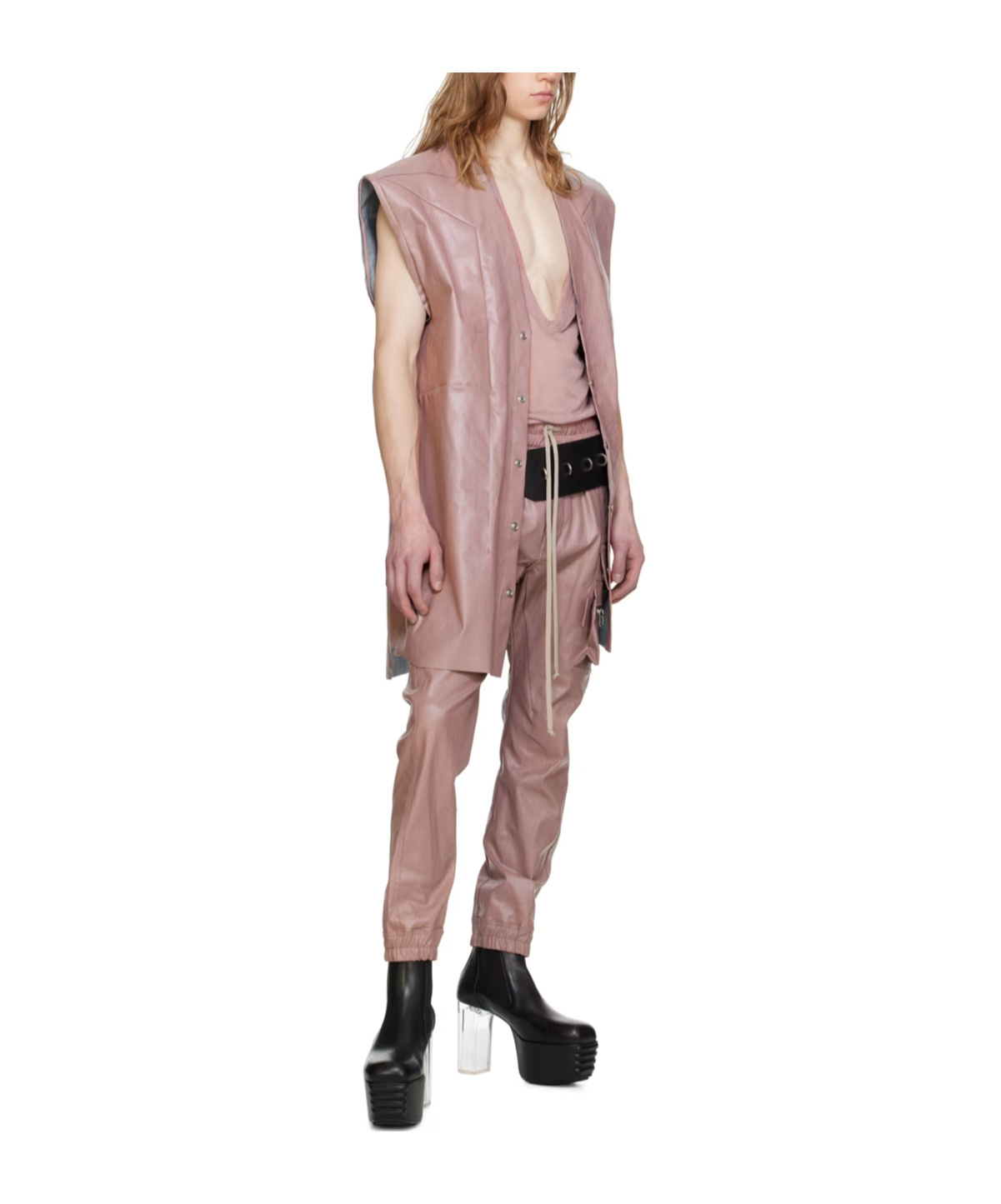 Rick Owens Pink Mastodon Denim Cargo Pants In Pink